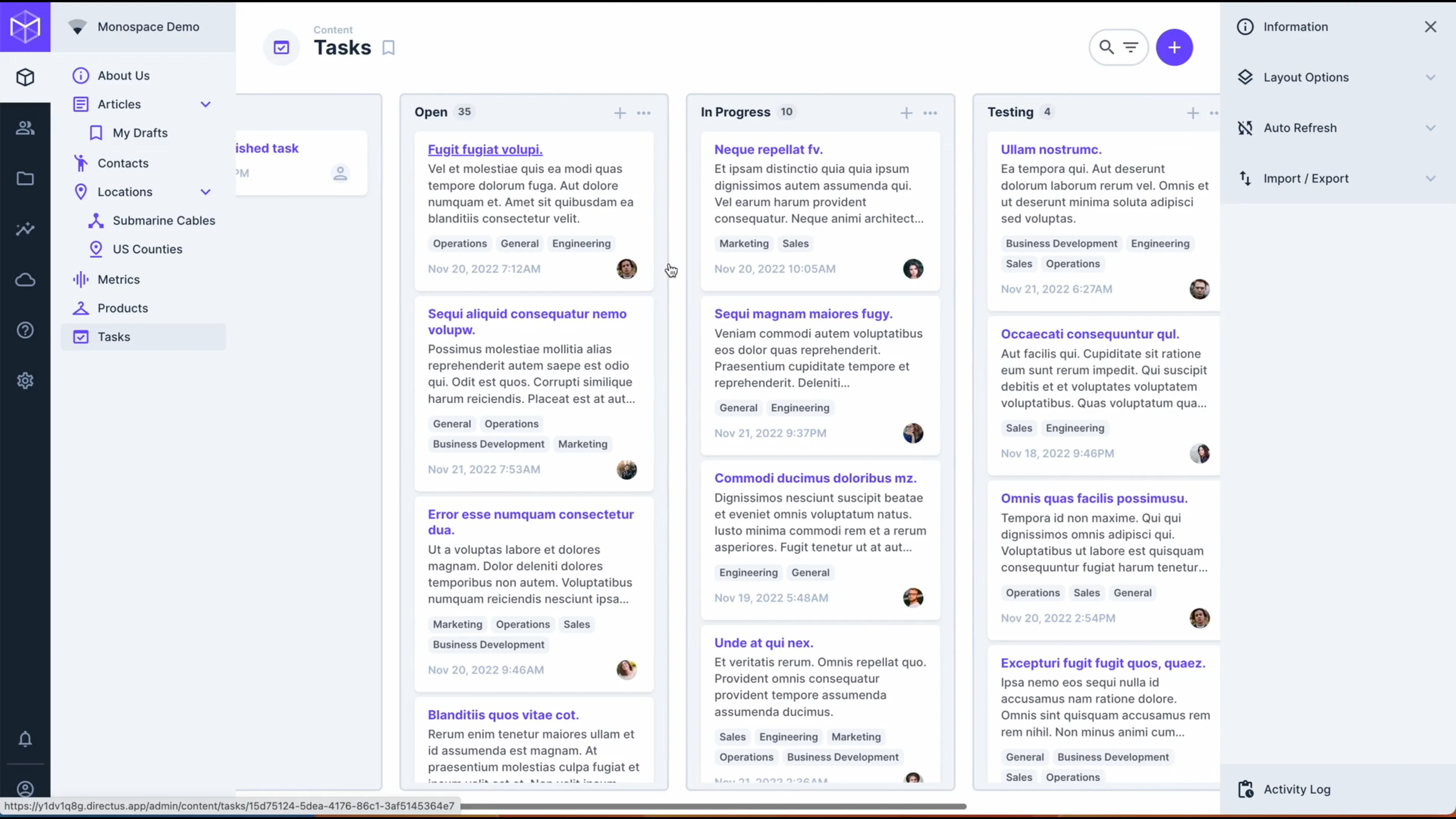 Kanban layout