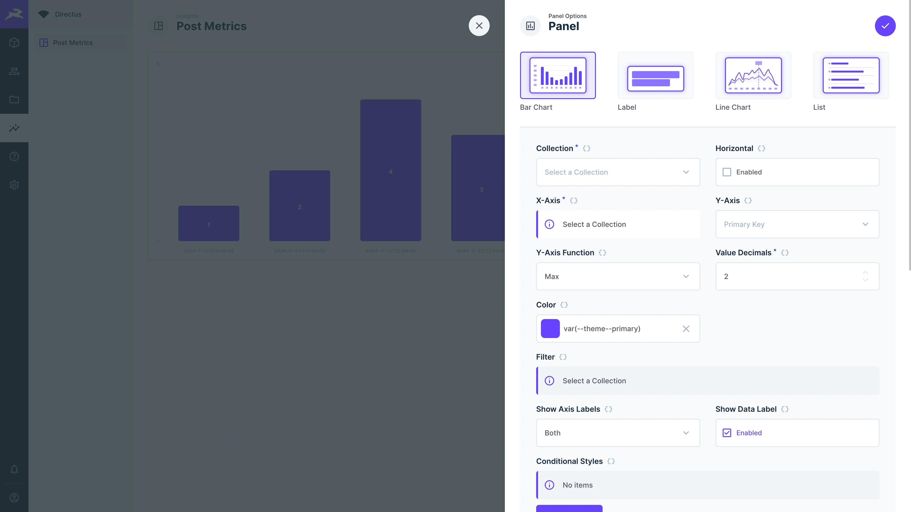 Bar Chart Panel Options