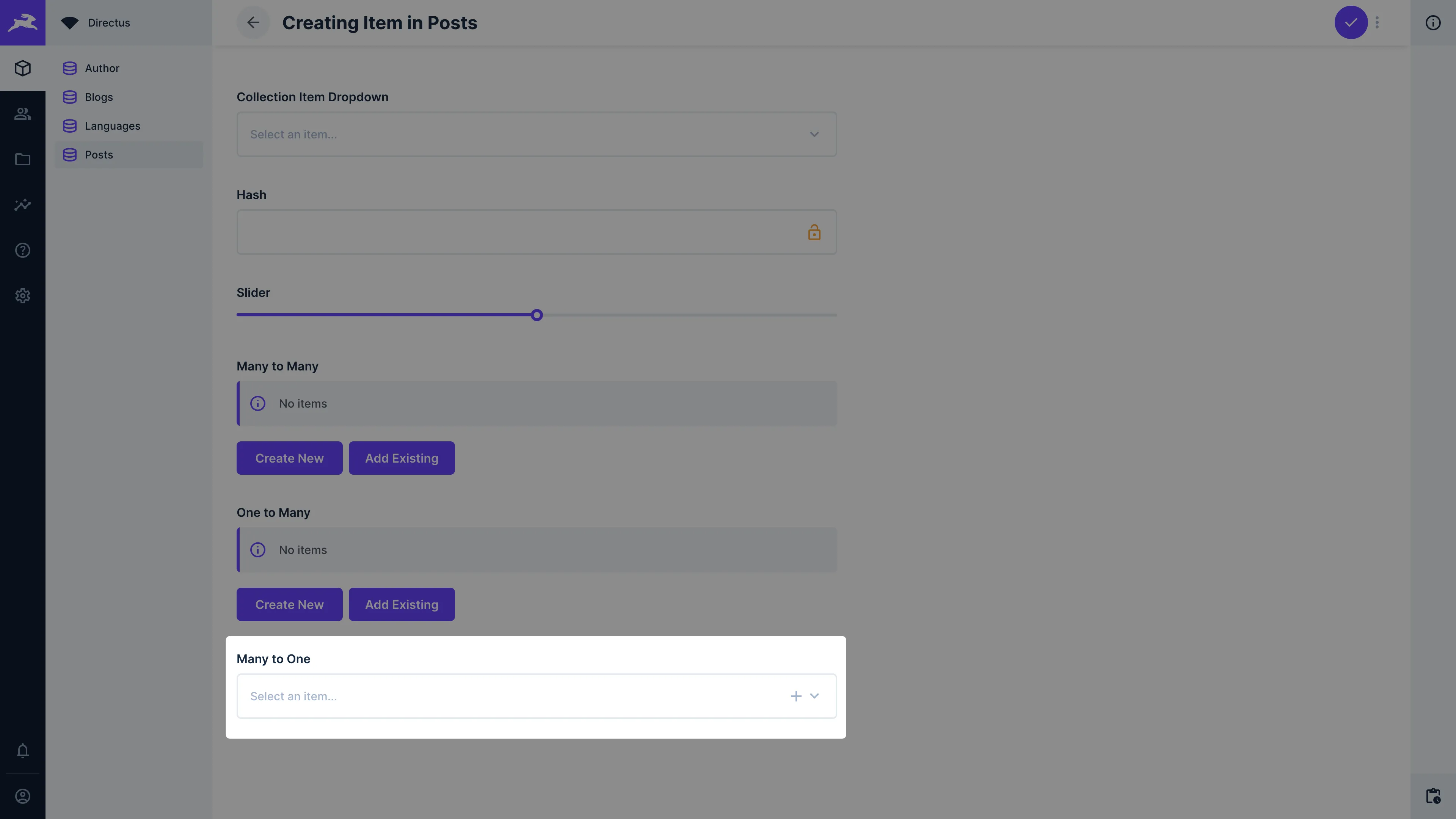 A form interface that allows a user to select a single item from a collection."