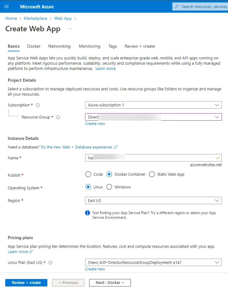 Azure Web App Basic Configuration