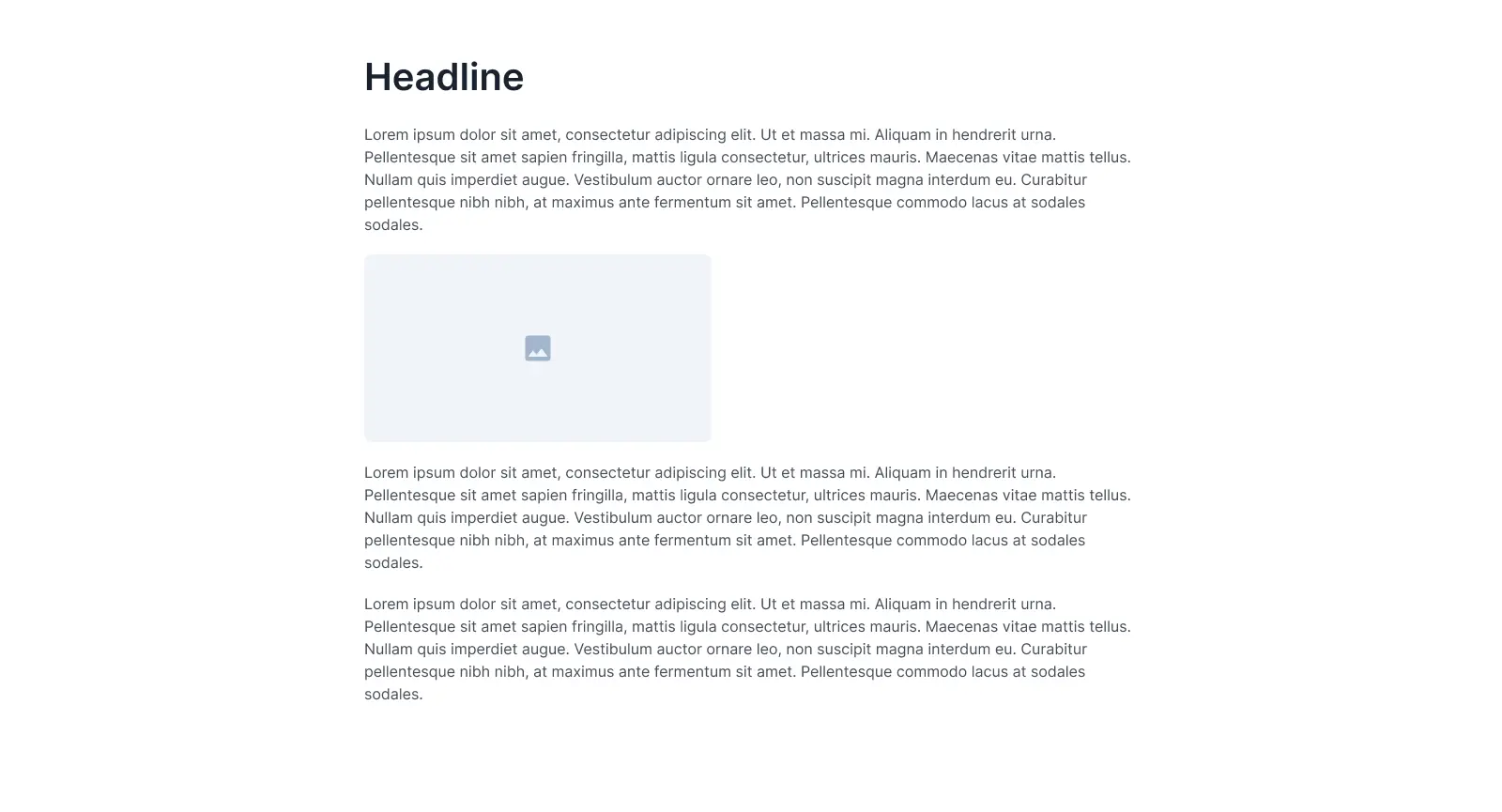 Simple wireframe of a block of rich text on a sample website.