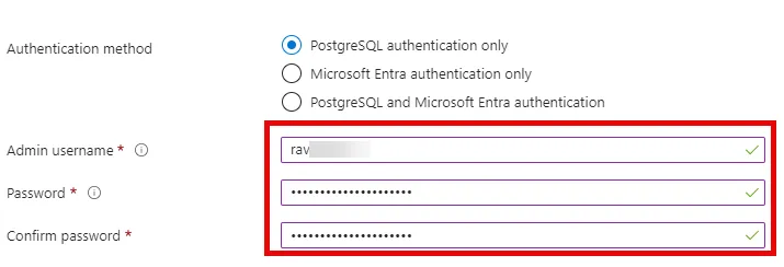 Credentials for Azure PostgreSQL.