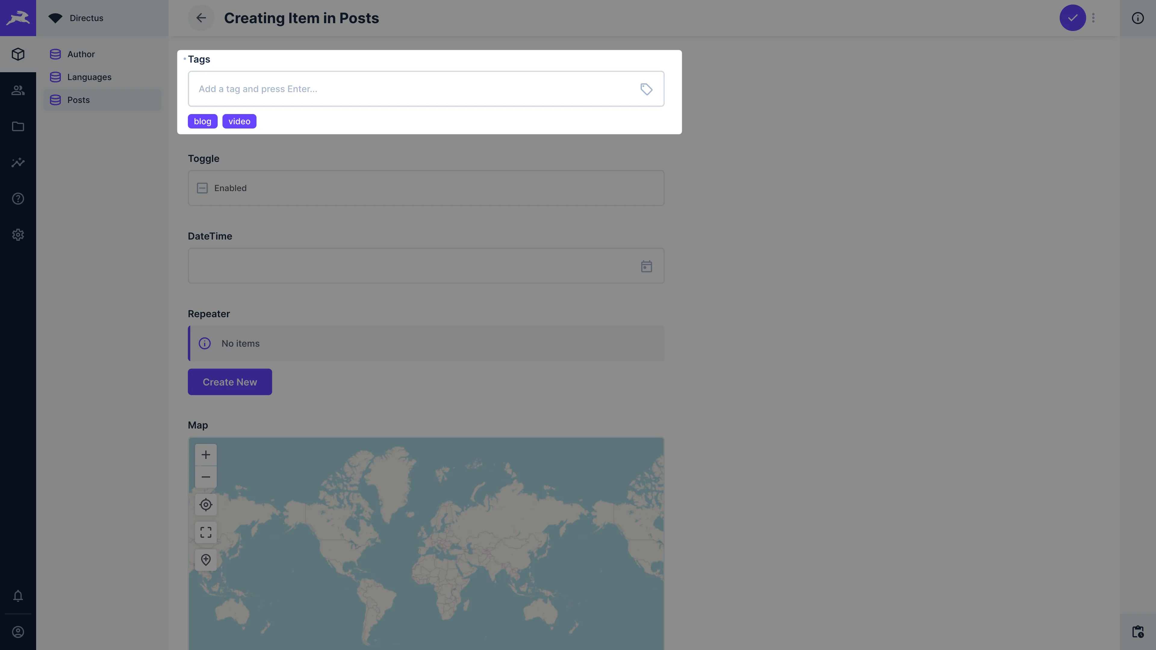 A standard form text input where user can select, add, and remove tags.