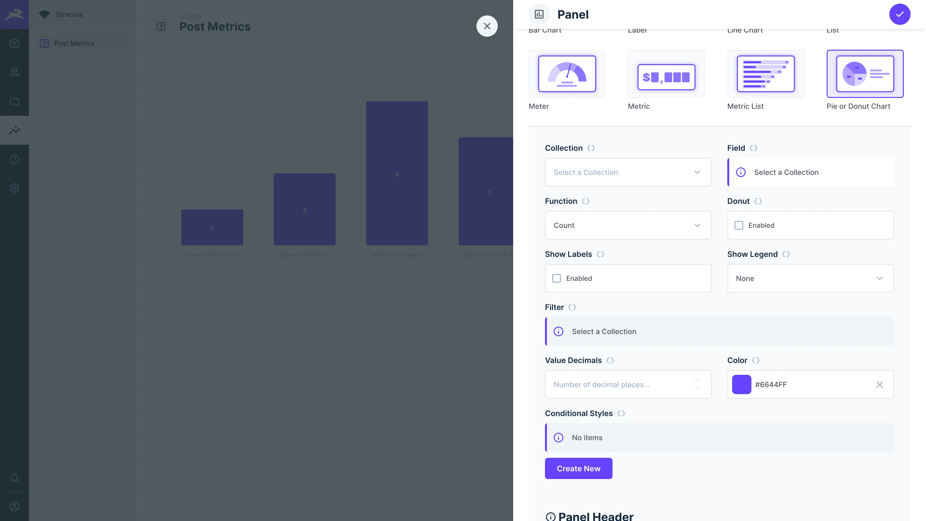 Pie or Donut Chart Panel Options