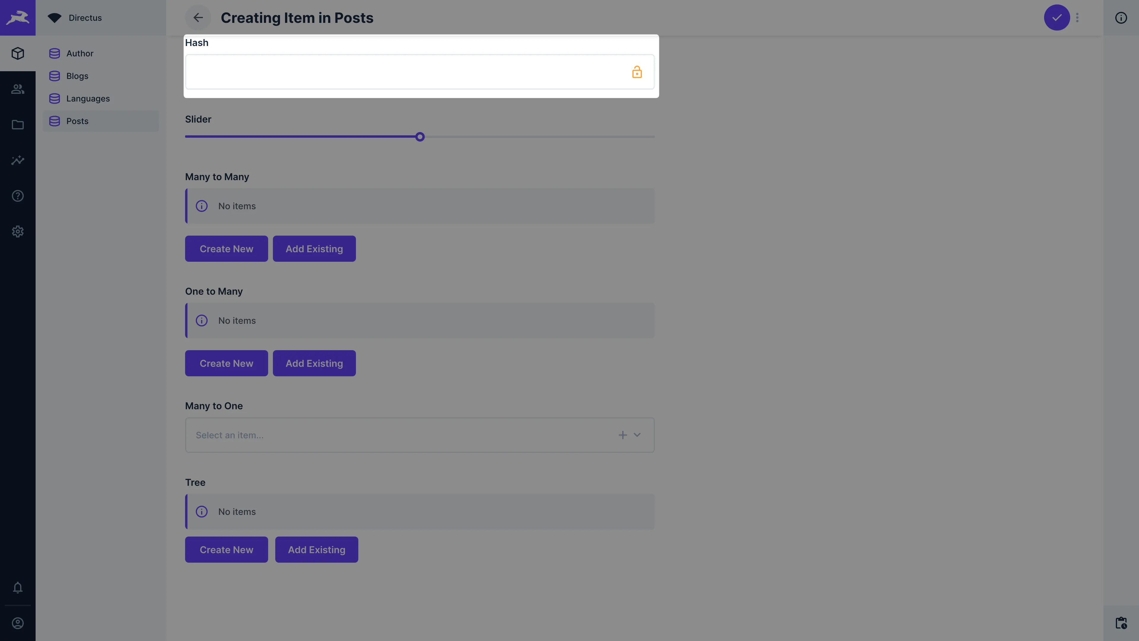 Form text input that shows the value is securely hashed.