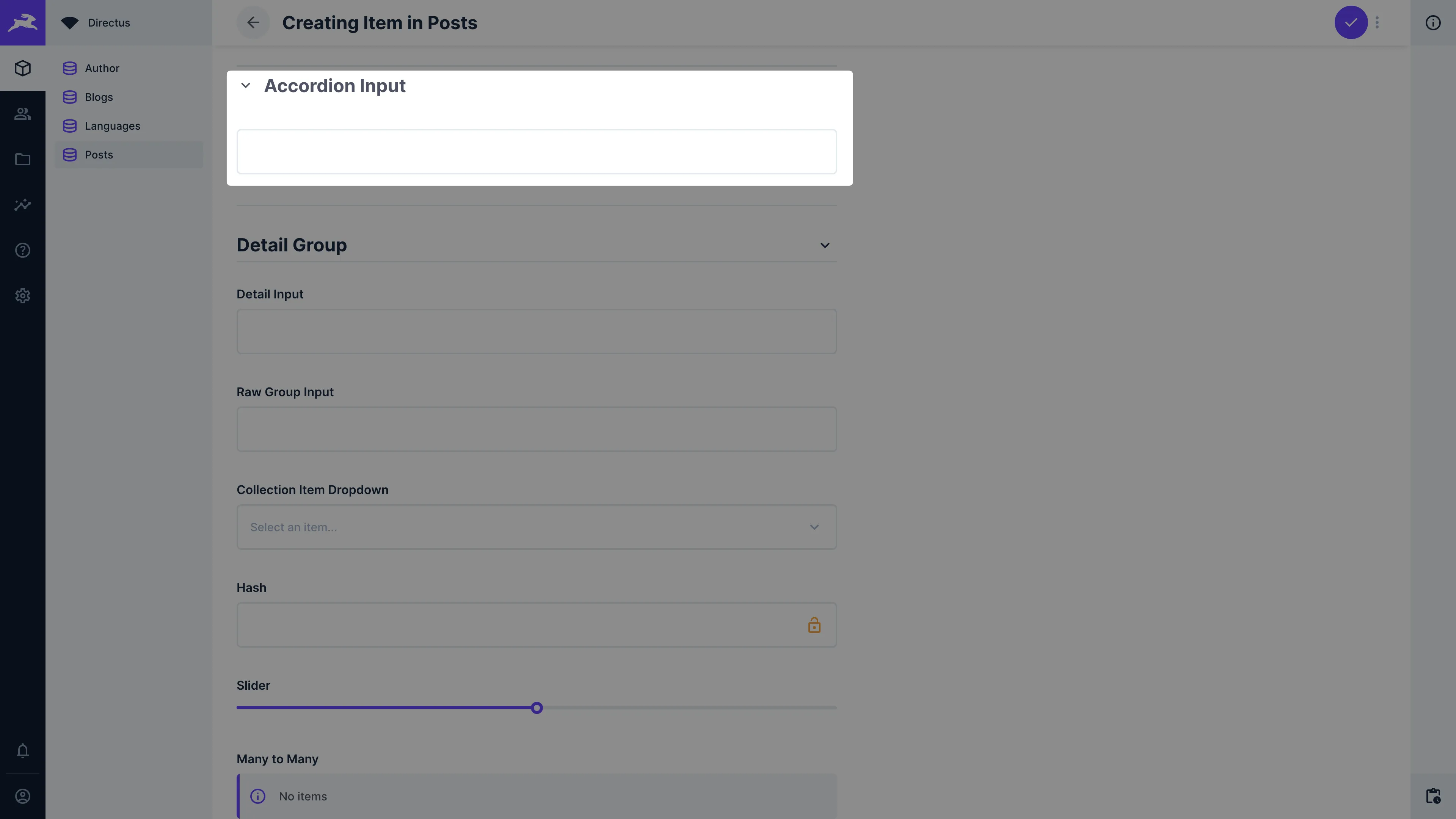 An accordion interface that allows use to expand and collapse different fields.