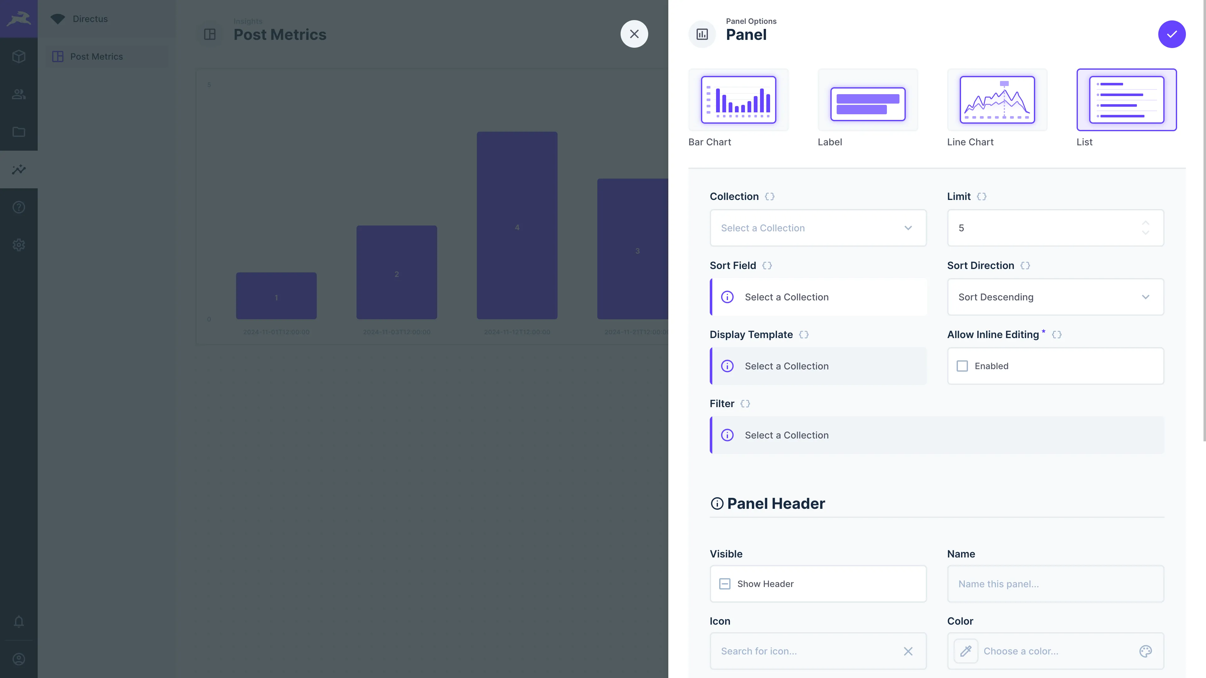 List Panel Options