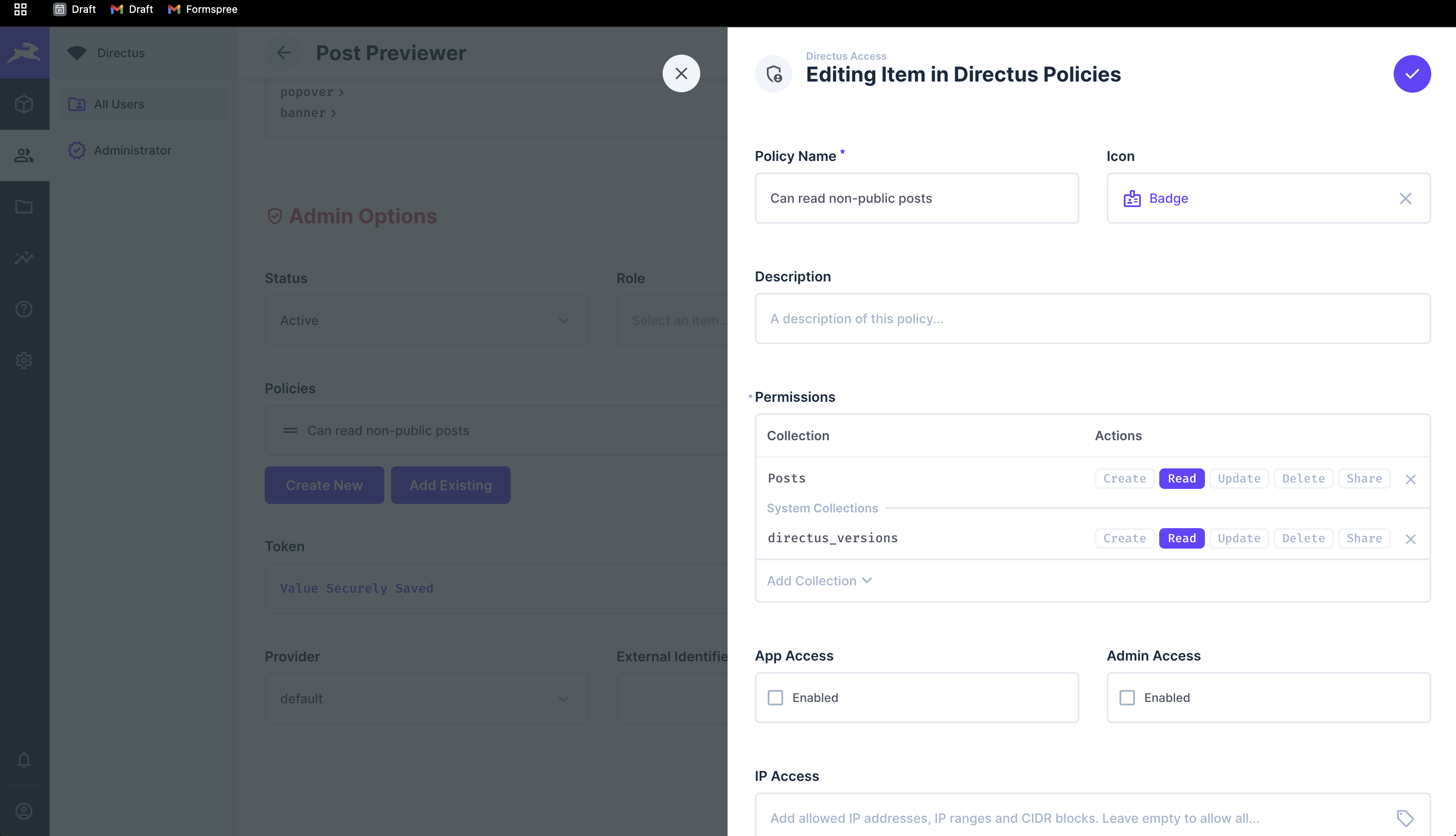 Adding version access permissions to the non-public preview user