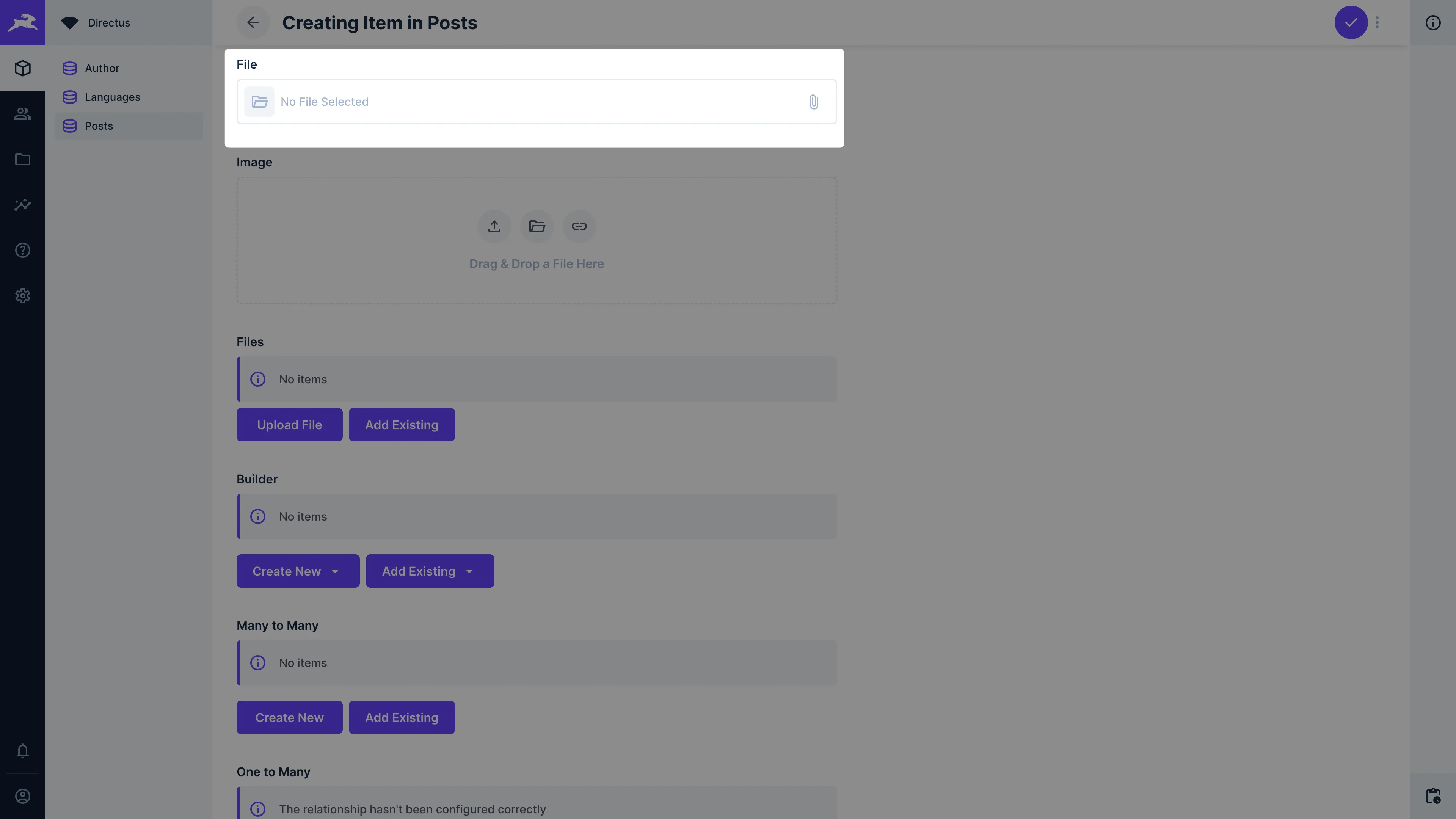 A file type form input where user can pick from three options: "Upload File From Device", "Choose Files from Library", "Import File from URL"