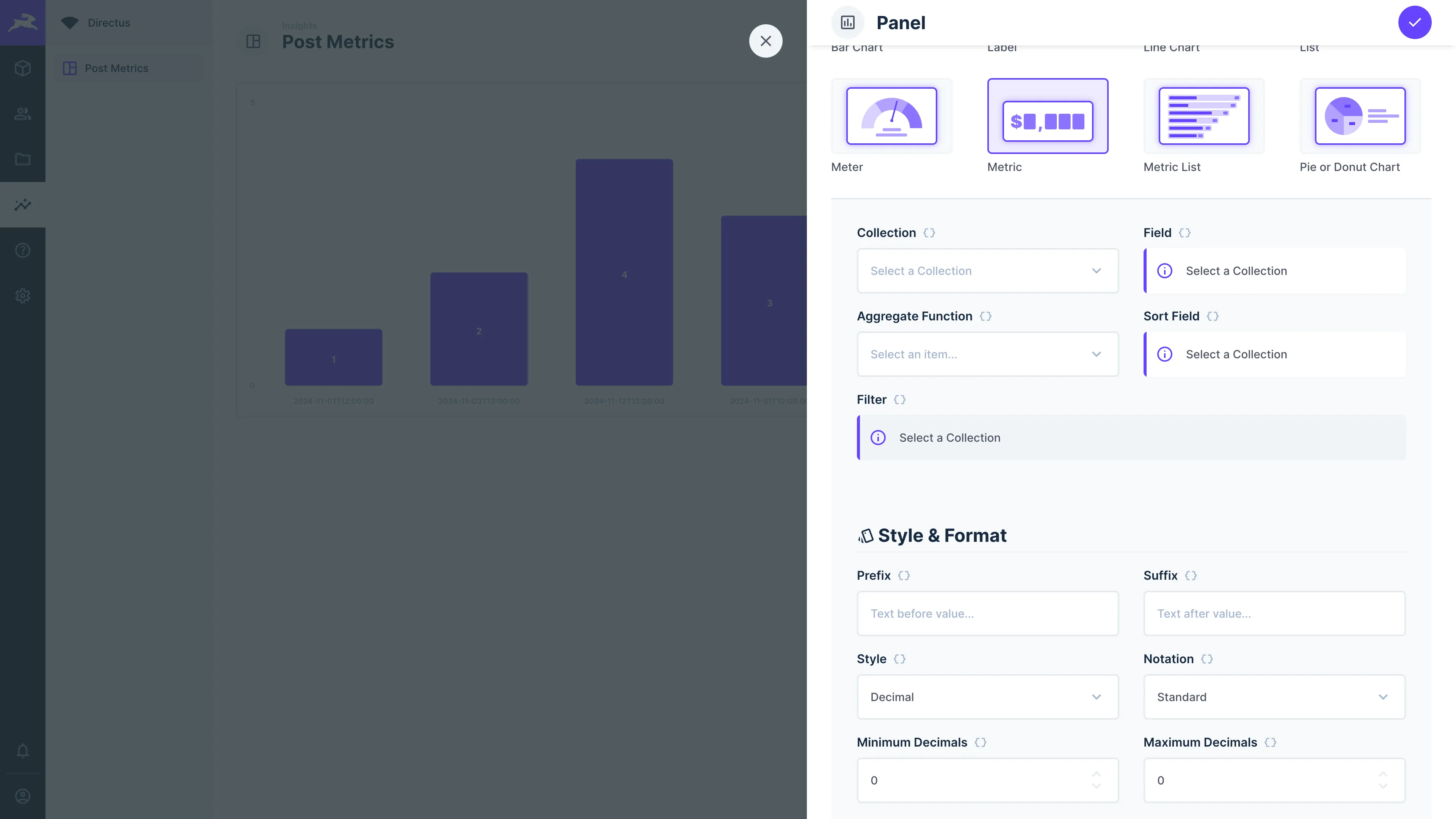 Metrics Panel Options