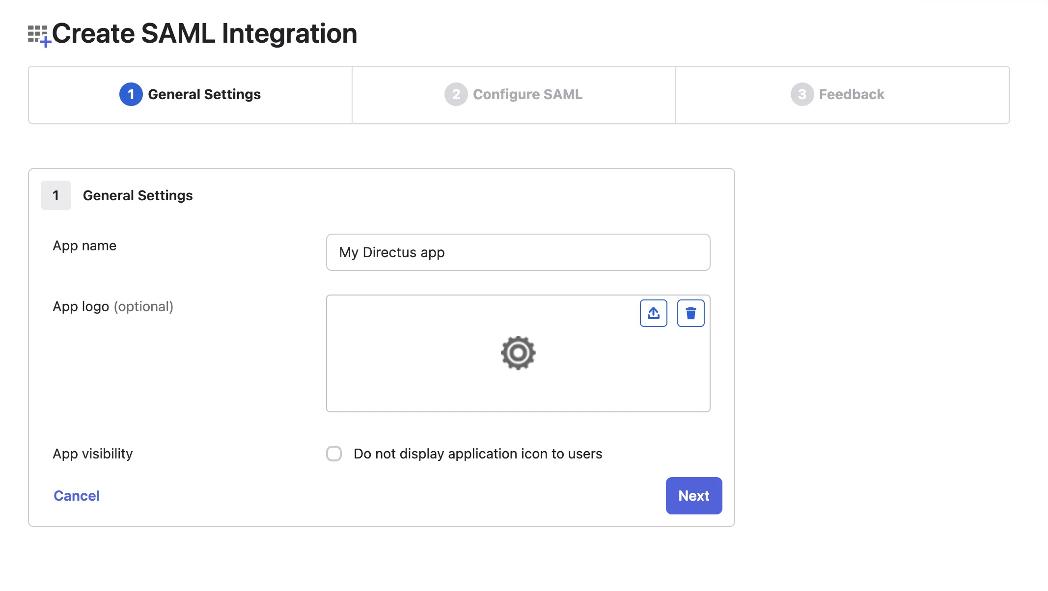 Setting the application name, logo, and its visibility