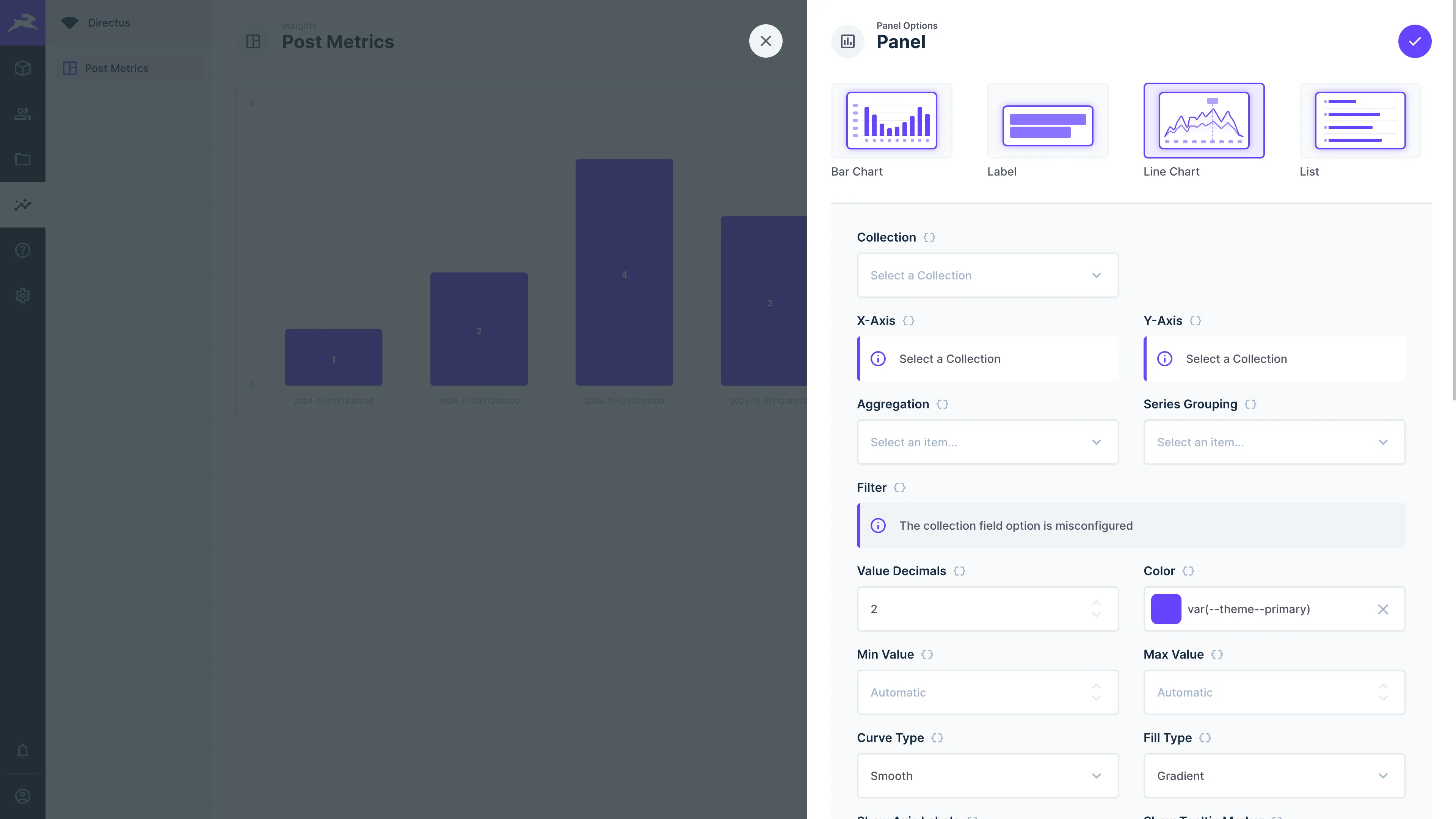 Line Chart Panel Options