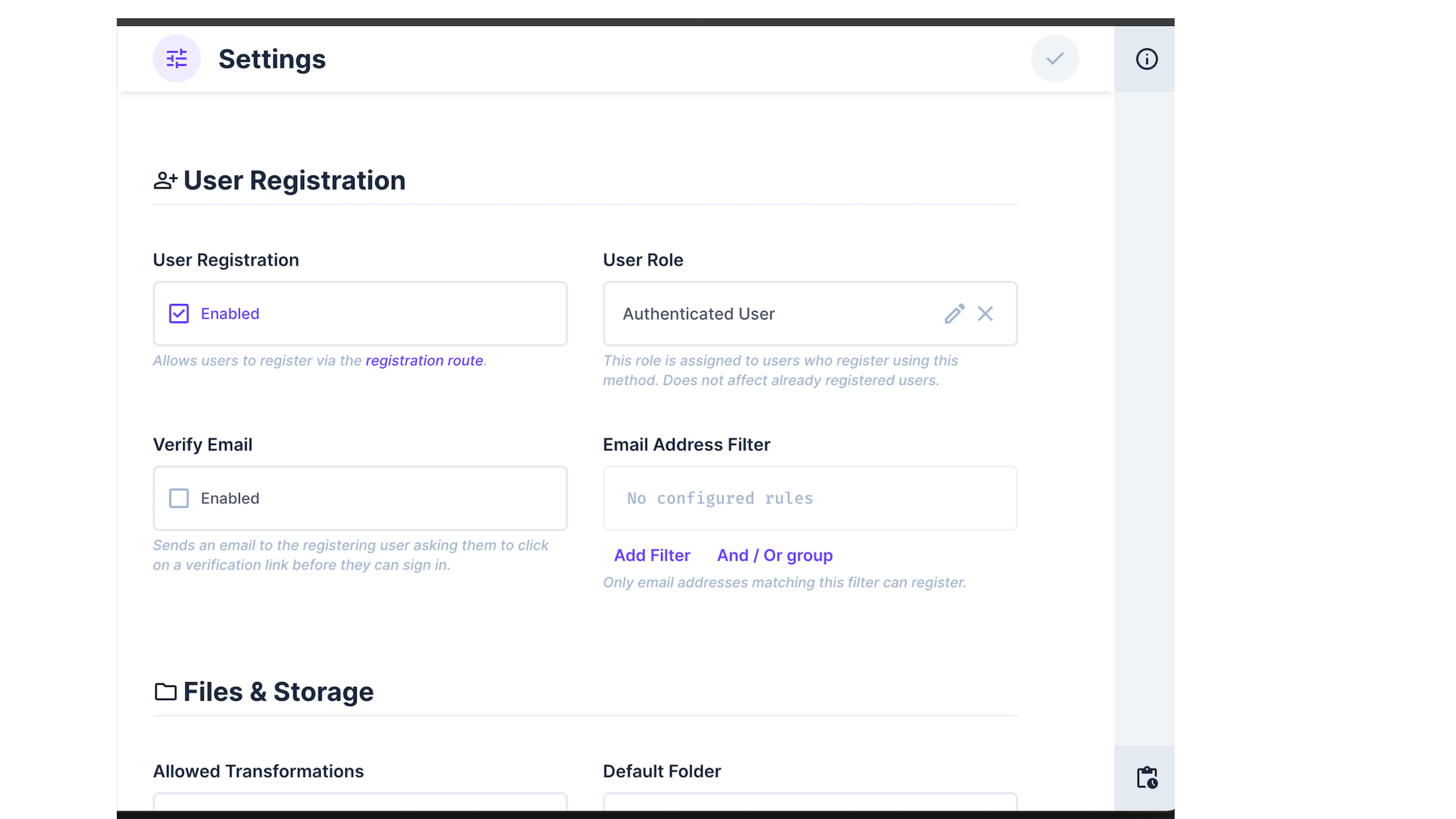 Enable user registration